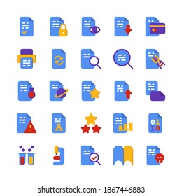 Set of Scientific Paper Academic Journal Flat style icon and illustration - vector