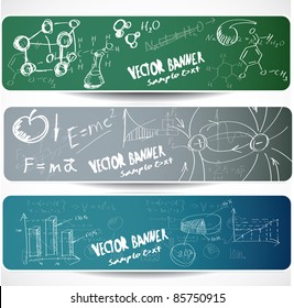 Set of the  scientific symbols drawn by a chalk on a blackboard.