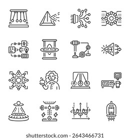 Set of Scientific Theories Outline Style Icons 

