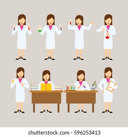 Set of Scientist Character Design Vector