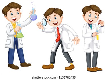A set of scientist on white background illustration