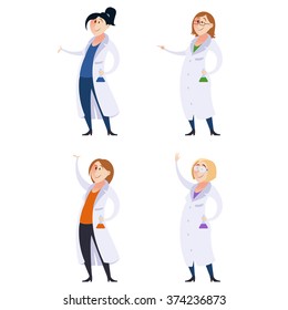 Set Of Scientist Women