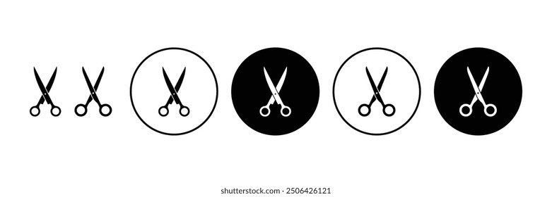 Set of Scissor icon collection with circle vector Illustration.