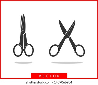 Set scissor icon. Scissors vector design element or logo template. Black and white silhouette isolated.