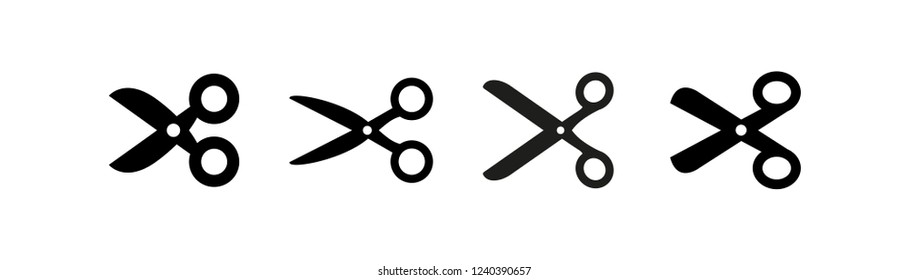 Set of scissor icons, vector symbols