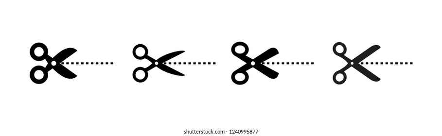 Set of scissor icons, vector symbols