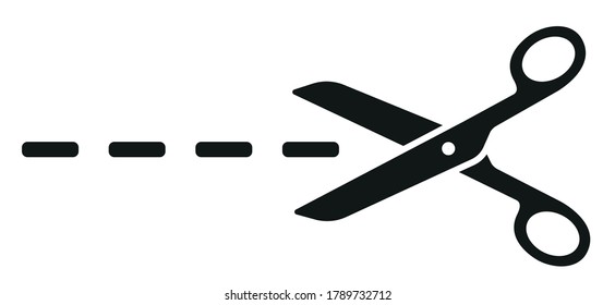 Set Scissors with cut lines. Flat style - stock vector.