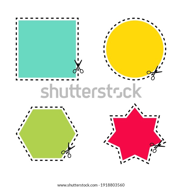 Set Scissors Cutting Different Colors Shapes Stock Vector (Royalty Free ...