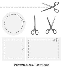 Set - scissors with dashed line