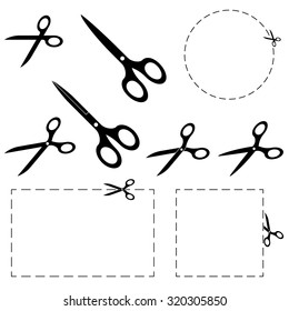 set of scissors with dashed lines for advertising usage