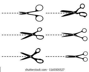 Set of scissors in a flat style