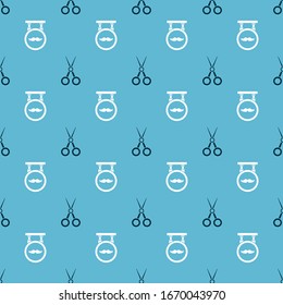 Set Scissors hairdresser and Barbershop on seamless pattern. Vector