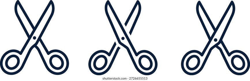 Conjunto de íconos de tijeras, Elementos de diseño de tijeras de costura de contorno negro, herramientas de corte de pelo de barbería y equipos de Vector de artesanía.