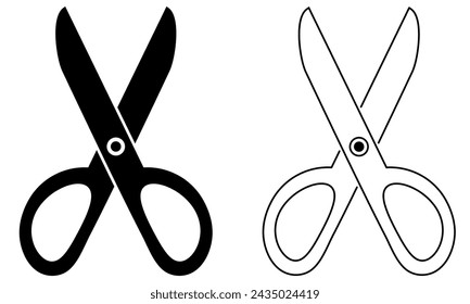 Set of scissors icons. Vector illustration, EPS10