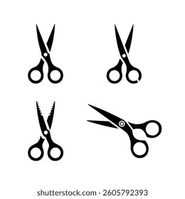 Set of Scissors icons. Vector illustration in flat style