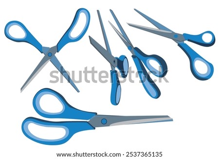 Set of scissors isolated on white background.