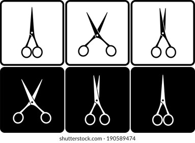set with scissors on black and white background