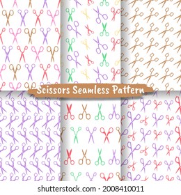 Set of Scissors seamless pattern, Seamless pattern with different scissors