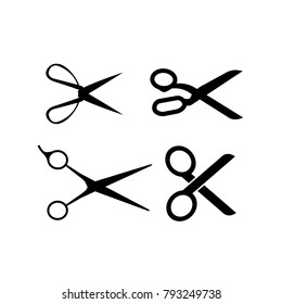 Set of scissors silhouette symbol
