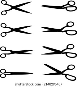 set of scissors silhouettes for tailoring paper or hairstyle