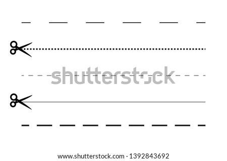 Set of scissors and stationery knife with cut lines. Scissors with cut lines, coupon cutting icon. Scissor cutting icon vector illustration. Isolated on transparent background