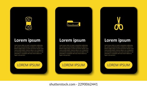 Set Scissors, Tape measure and Yarn. Business infographic template. Vector