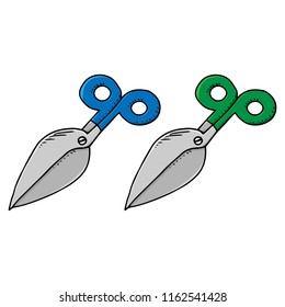 Set of scissors. Vector illustration of scissors. Hand drawn scissors.