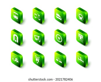 Fijar Scooter, crucero, tren y ferrocarril, volante, tranvía e icono. Vector