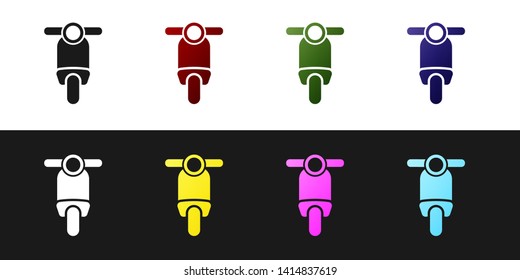 Set Scooter icon isolated on black and white background. Vector Illustration