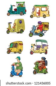 set of scooters - cartoon