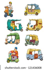 set of scooters - cartoon