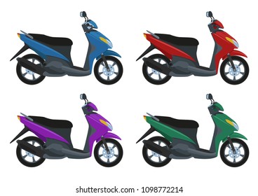 Set of scooters with color variations