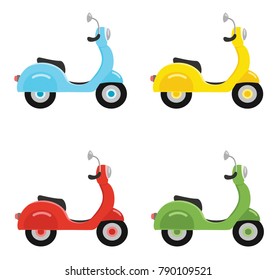Set of scooters isolated on white background. Vector illustrations.
