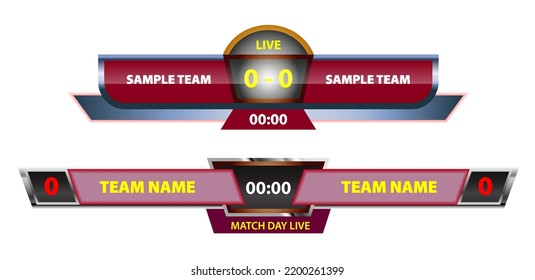 juego de marcador de la transmisión en vivo de la competencia aislada o del marcador de la selección de fútbol de fútbol deportivo o del equipo de la selección de la competencia de la competición de juegos. vector de pasos
