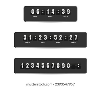 Set of scoreboard countdown timer on a white background. Countdown timer element collection