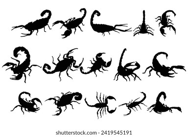Set of Scorpion silhouette icon logo template vector illustration design svg