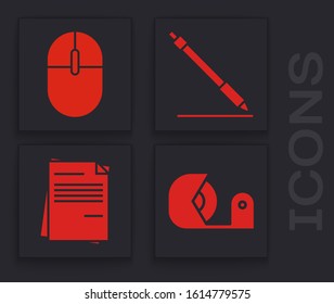 Set Scotch, Computer mouse, Pen line and File document icon. Vector