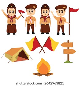 Set of Scout Kids Character Illustration