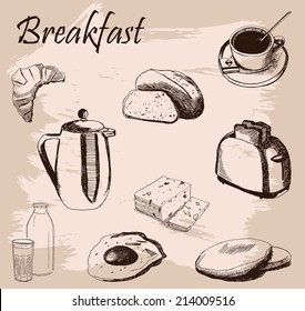 set with   scrambled eggs on white background