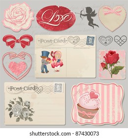 Set of scrap booking beautiful love symbols