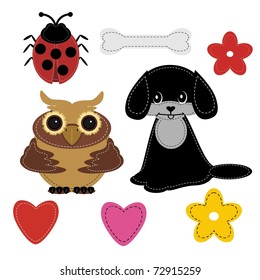 set with scrap booking objects