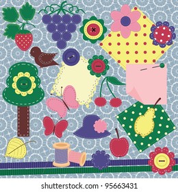 set with scrap booking objects