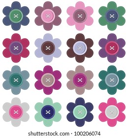 set with scrapbook flowers