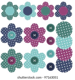 set with scrapbook flowers and buttons