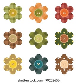 set with scrapbook flowers and buttons