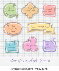 Set of scrapbook frames in pastel colors