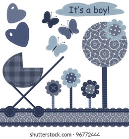 set with scrapbook object for newborn boy