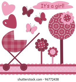 set with scrapbook object for newborn girl