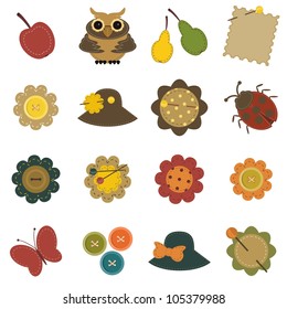 set with scrapbook objects