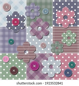 set with scrapbook objects and buttons	
